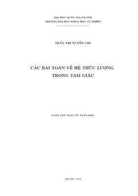 Các bài toán về hệ thức lượng trong tam giác